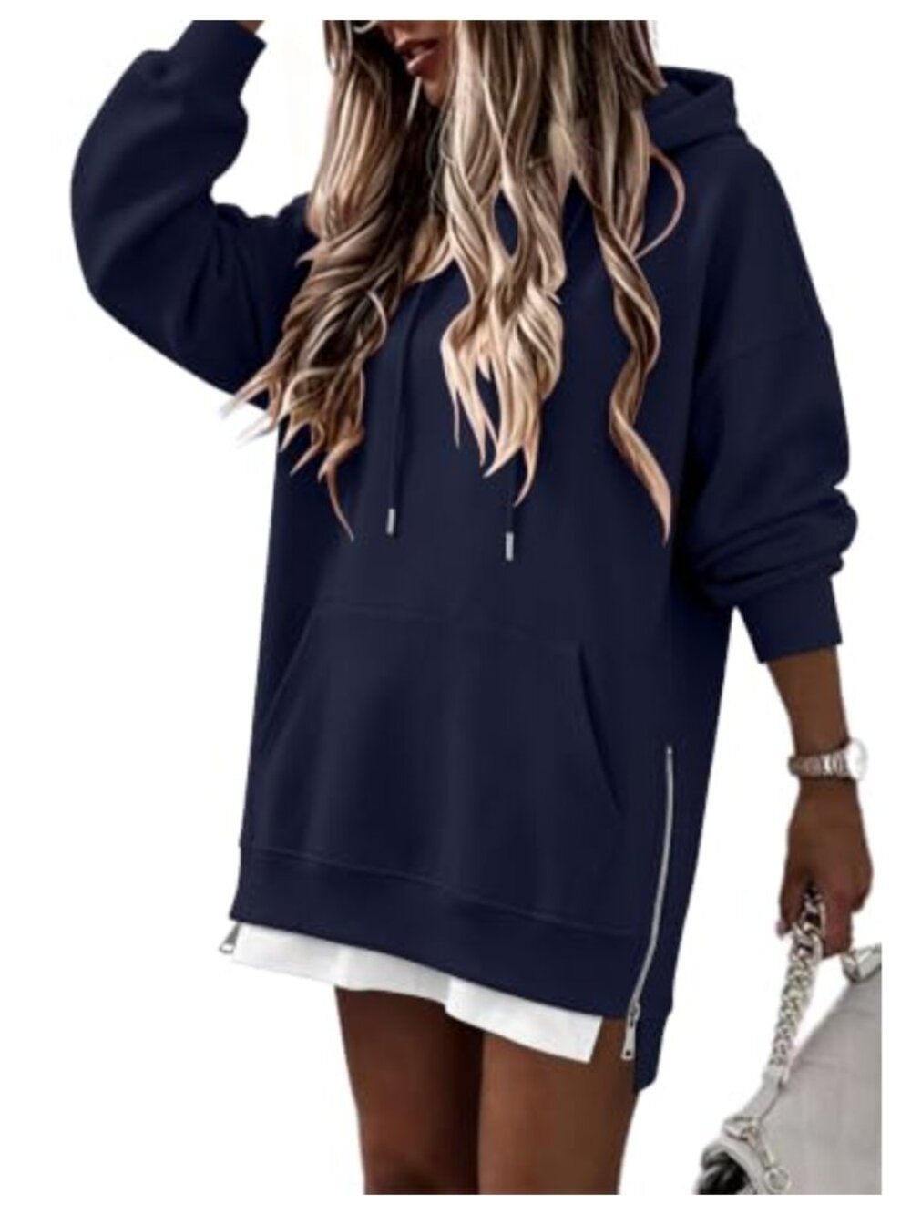 Womens Oversized Hoodie Pullover Kangaroo Pocket Drawstring